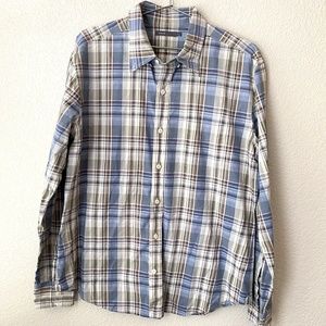 Vince Mens Long Sleeve Button Front Cotton Plaid Shirt Size Large
